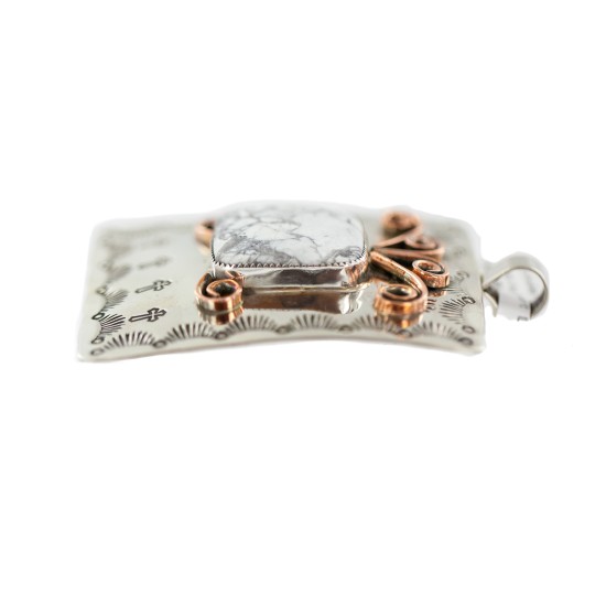 Certified Authentic Copper and Nickel Handmade Navajo White Howlite Native American Necklace 24483 Certified Authentic Copper and Nickel Handmade Navajo White Howlite Native American Necklace 24483