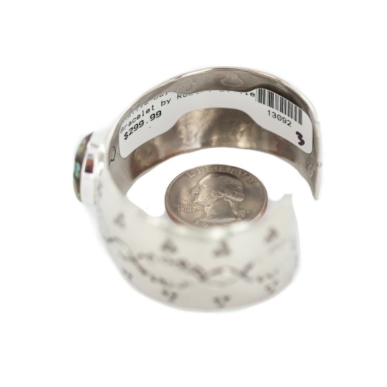 Certified Authentic Handmade Navajo Natural Mountain Turquoise Native American Nickel Bracelet 13092-3