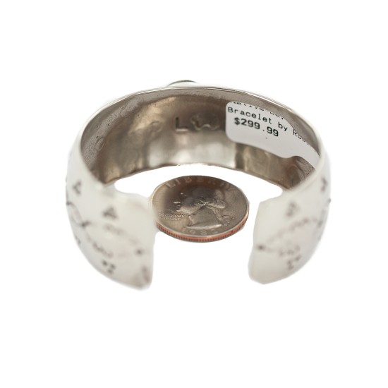 Certified Authentic Handmade Navajo Natural Mountain Turquoise Native American Nickel Bracelet 13092-3