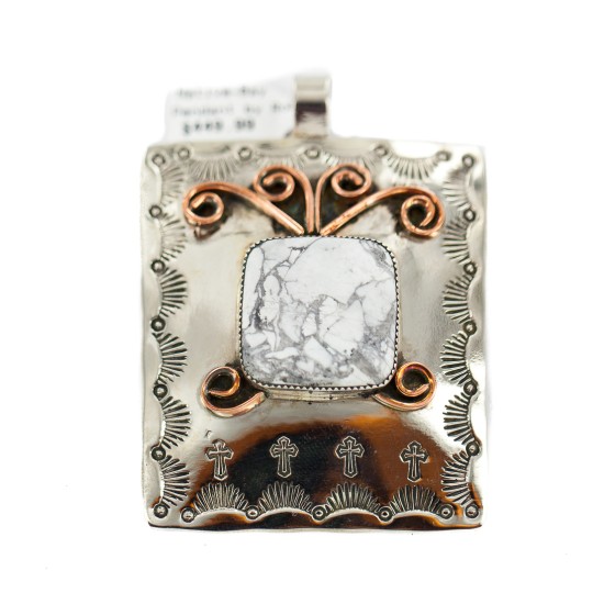 Certified Authentic Copper and Nickel Handmade Navajo White Howlite Native American Necklace 24483 Certified Authentic Copper and Nickel Handmade Navajo White Howlite Native American Necklace 24483