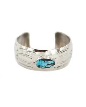 Certified Authentic Handmade Navajo Natural Turquoise Native American Nickel Bracelet 13092-2