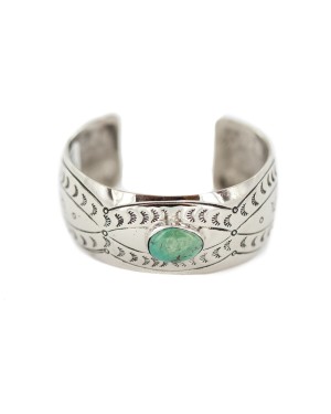 Certified Authentic Handmade Navajo Natural Turquoise Native American Nickel Bracelet 13092-4