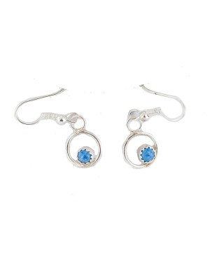 Certified Authentic Navajo .925 Sterling Silver Natural Lapis Dangle Native American Earrings 27226-2