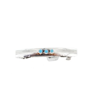 Handmade Silver Certified Authentic Navajo Natural Turquoise Native American Hair Barrette 10346-7