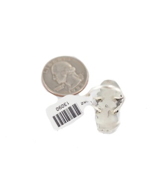 Leaf Navajo .925 Sterling Silver Certified Authentic Handmade Natural Turquoise Native American Ring Size 8 13090-4