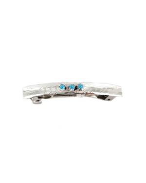 Silver Certified Authentic Handmade Navajo Natural Turquoise Native American Hair Barrette 10346-10