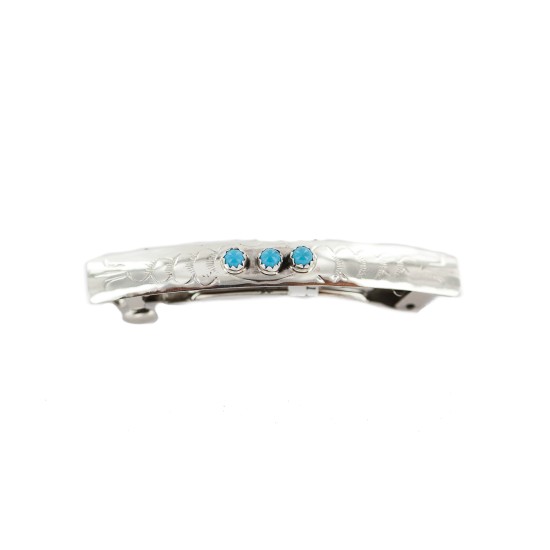 Silver Certified Authentic Handmade Navajo Natural Turquoise Native American Hair Barrette 10346-10