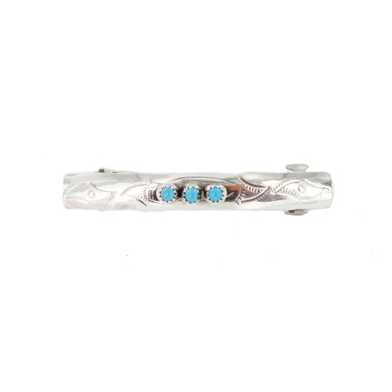 Silver Certified Authentic Handmade Navajo Natural Turquoise Native American Hair Barrette 10346-3