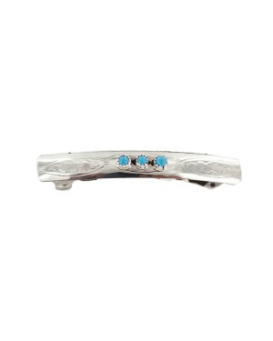 Silver Certified Authentic Handmade Navajo Natural Turquoise Native American Hair Barrette 10346-5