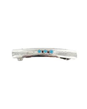 Silver Handmade Navajo Natural Turquoise Native American Hair Barrette 10346-5