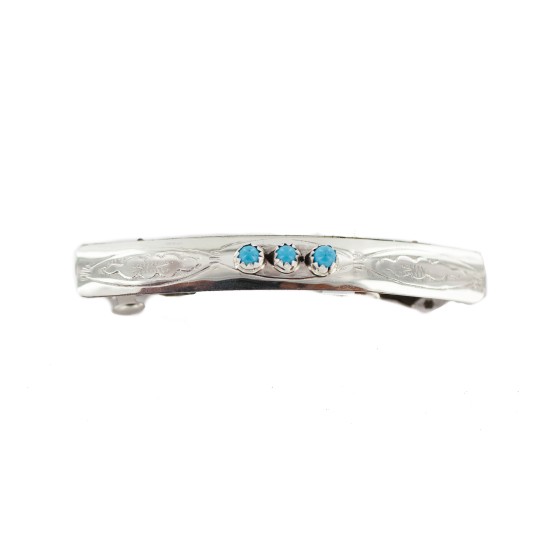 Silver Certified Authentic Handmade Navajo Natural Turquoise Native American Hair Barrette 10346-5