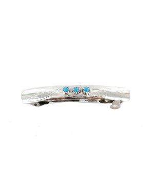 Silver Certified Authentic Navajo Handmade Natural Turquoise Native American Hair Barrette 10346-2