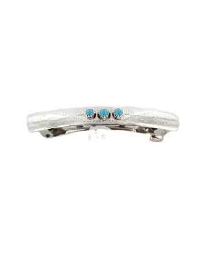 Silver Handmade Navajo Natural Turquoise Native American Hair Barrette 10346-6