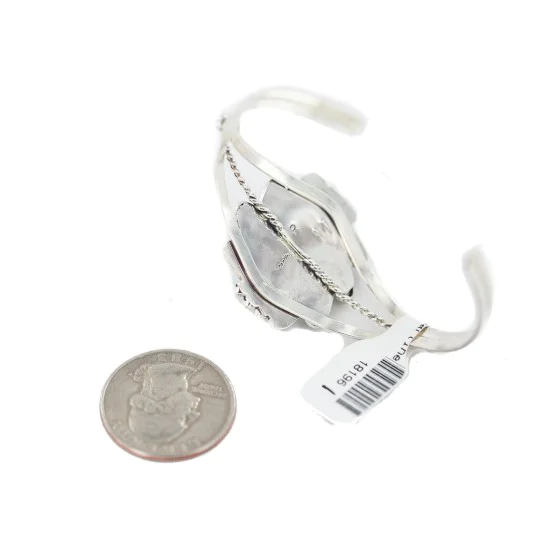 Handmade Navajo .925 Sterling Silver Natural Gaspeite Native American Bracelet 18196-1 Handmade Navajo .925 Sterling Silver Natural Gaspeite Native American Bracelet 18196-1
