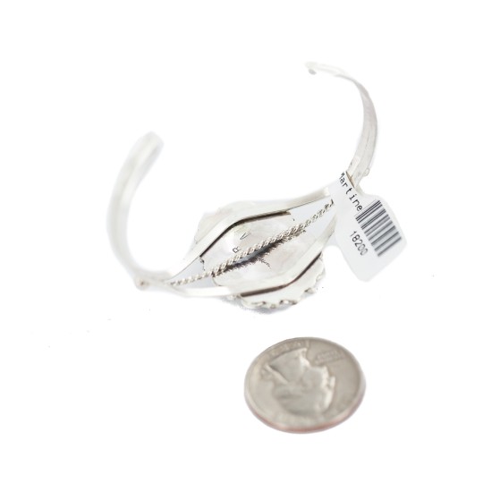 Handmade Certified Authentic Navajo .925 Sterling Silver White Howlite Native American Bracelet 18200