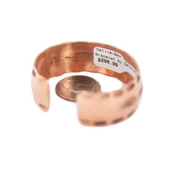 Handmade Certified Authentic Feather Maze Navajo .925 Sterling Silver and Pure Copper Native American Bracelet 13097-5