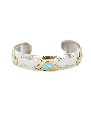 12kt Gold Filled and .925 Sterling Silver Buffalo Handmade Navajo Natural Turquoise Native American Bracelet 13094-4 12kt Gold Filled and .925 Sterling Silver Buffalo Handmade Navajo Natural Turquoise Native American Bracelet 13094-4