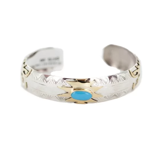 12kt Gold Filled and .925 Sterling Silver Eagle head Handmade Navajo Natural Turquoise Native American Cuff Bracelet 13096-99 12kt Gold Filled and .925 Sterling Silver Eagle head Handmade Navajo Natural Turquoise Native American Cuff Bracelet 13096-99