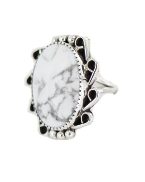 .925 Sterling Silver Navajo Handmade White Howlite Native American Ring size 8 3/4 18198-2 .925 Sterling Silver Navajo Handmade White Howlite Native American Ring size 8 3/4 18198-2