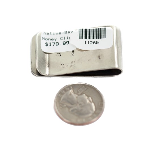 Certified Authentic 12kt Gold Filled and .925 Sterling Silver Bull Skull Handmade Navajo Native American Money Clip 11265