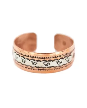 Handmade Horse Maze Navajo .925 Sterling Silver and Pure Copper Native American Bracelet 13097-13