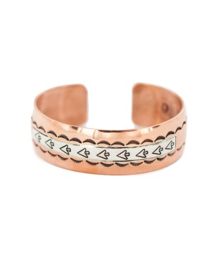 Handmade Certified Authentic Arrow head Navajo .925 Sterling Silver and Pure Copper Native American Bracelet 13097-8