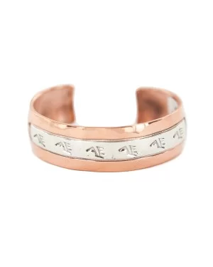 Handmade Bear paw Navajo .925 Sterling Silver and Pure Copper Native American Bracelet 13098