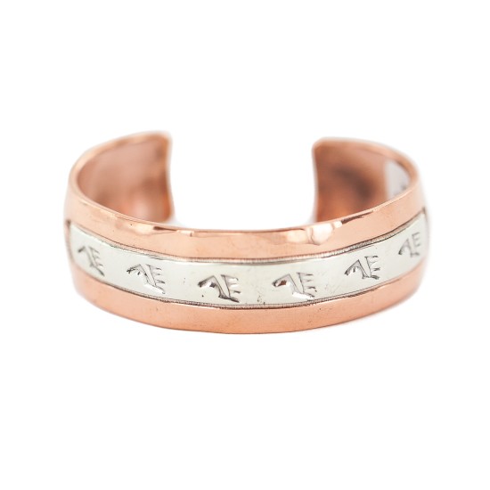 Handmade Certified Authentic Bear paw Navajo .925 Sterling Silver and Pure Copper Native American Bracelet 13098