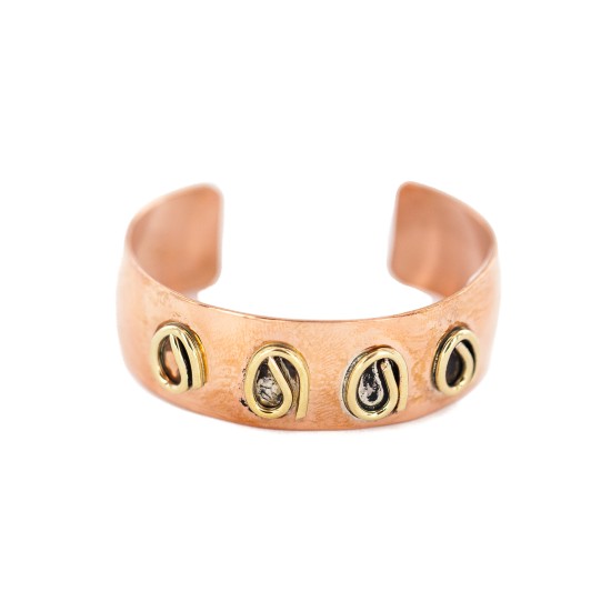 Handmade Certified Authentic Brass Navajo Native American Pure Copper Bracelet 13097-4