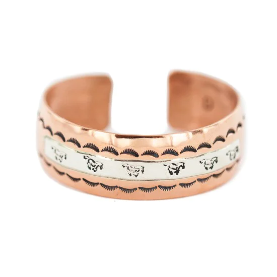 Handmade Navajo Horse Bracelet .925 Sterling Silver and Pure Copper 13097-6 Handmade Navajo Horse Bracelet .925 Sterling Silver and Pure Copper 13097-6