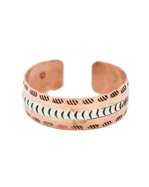 Handmade Maze Navajo .925 Sterling Silver and Pure Copper Native American Bracelet 13097-14