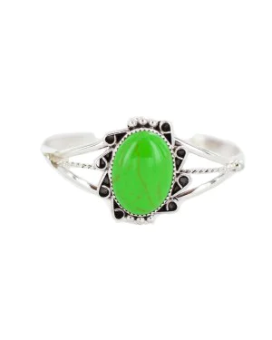 Handmade Navajo .925 Sterling Silver Natural Gaspeite Native American Bracelet 18196-1 Handmade Navajo .925 Sterling Silver Natural Gaspeite Native American Bracelet 18196-1