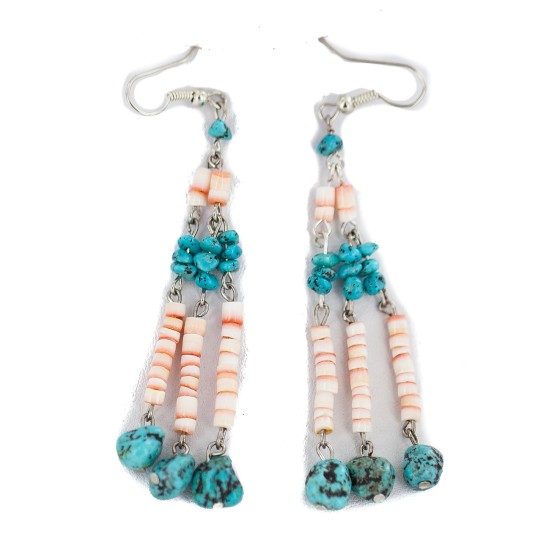 Handmade Certified Authentic Navajo .925 Sterling Silver Natural Turquoise Spiny Oyster Native American Dangle Earrings 18201 Handmade Certified Authentic Navajo .925 Sterling Silver Natural Turquoise Spiny Oyster Native American Dangle Earrings 18201