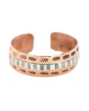 Handmade Feather Maze .925 Sterling Silver and Pure Copper Navajo Certified Authentic Native American Bracelet 13097-7 Handmade Feather Maze .925 Sterling Silver and Pure Copper Navajo Certified Authentic Native American Bracelet 13097-7