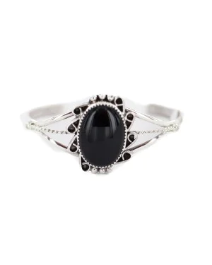Handmade Navajo .925 Sterling Silver Natural Black Onyx Native American Bracelet 18197-2 Handmade Navajo .925 Sterling Silver Natural Black Onyx Native American Bracelet 18197-2