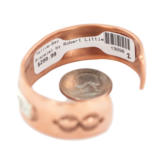 Certified Authentic Bear paw Navajo .925 Sterling Silver Handmade Native American Pure Copper Bracelet  13098-2