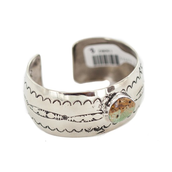 Certified Authentic Navajo Handmade Natural Turquoise Native American Nickel Bracelet 13082-2 Certified Authentic Navajo Handmade Natural Turquoise Native American Nickel Bracelet 13082-2
