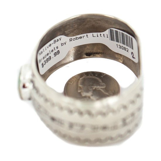 Certified Authentic Navajo Handmade Natural Turquoise Native American Nickel Bracelet 13082-2 Certified Authentic Navajo Handmade Natural Turquoise Native American Nickel Bracelet 13082-2