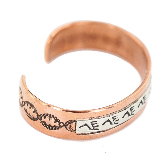 Certified Authentic Navajo .925 Sterling Silver Bear paw Handmade Native American Pure Copper Bracelet  13100-2