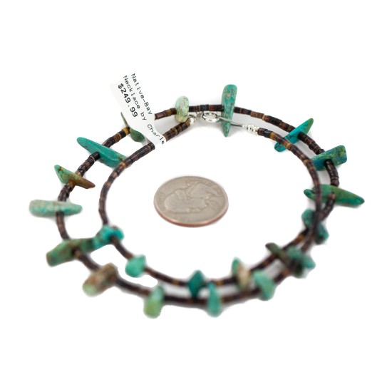 Certified Authentic Navajo .925 Sterling Silver Natural Turquoise Native American Necklace 18192