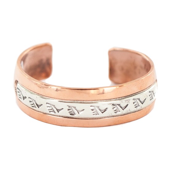 Certified Authentic Bear paw Navajo .925 Sterling Silver Handmade Native American Pure Copper Bracelet  13098-2