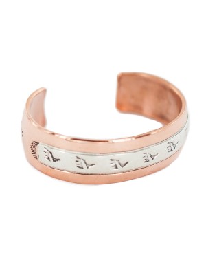 Certified Authentic Bear paw Navajo .925 Sterling Silver Handmade Native American Pure Copper Bracelet  13098-4