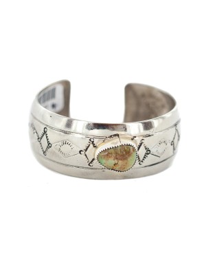 Certified Authentic Handmade Navajo Natural Turquoise Native American Nickel Bracelet 13082-4 Certified Authentic Handmade Navajo Natural Turquoise Native American Nickel Bracelet 13082-4