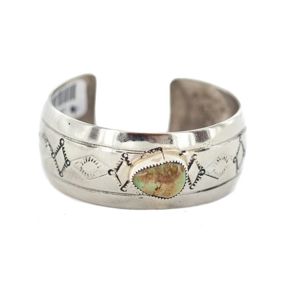 Certified Authentic Handmade Navajo Natural Turquoise Native American Nickel Bracelet  13082-4
