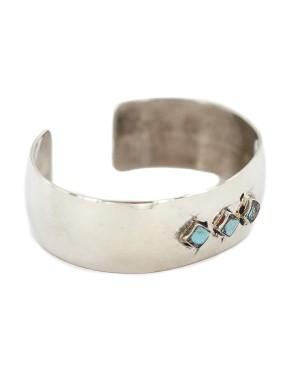 Certified Authentic Handmade Navajo Natural Turquoise Native American Nickel Bracelet  13099