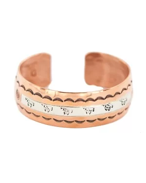 Horse Maze Navajo .925 Sterling Silver Handmade Native American Pure Copper Bracelet 13097-12