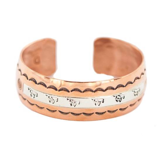 Certified Authentic Horse Maze Navajo .925 Sterling Silver Handmade Native American Pure Copper Bracelet  13097-12