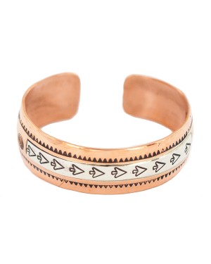 Certified Authentic Navajo .925 Sterling Silver Arrow head Feather Maze Handmade Native American Pure Copper Bracelet 13097-23 Certified Authentic Navajo .925 Sterling Silver Arrow head Feather Maze Handmade Native American Pure Copper Bracelet 13097-23