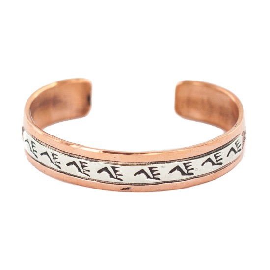 Certified Authentic Navajo .925 Sterling Silver Bear paw Handmade Native American Pure Copper Bracelet  13100-2