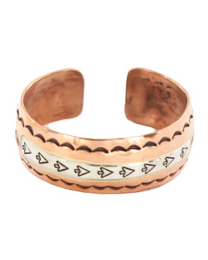 Certified Authentic Navajo .925 Sterling Silver Handmade Arrow head Feather Maze Native American Pure Copper Bracelet 13097-16 Certified Authentic Navajo .925 Sterling Silver Handmade Arrow head Feather Maze Native American Pure Copper Bracelet 13097-16